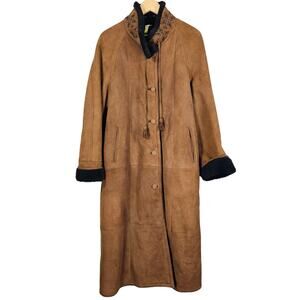 Christia Coat Brown Sheepskin Shearling Jacket Italy Bohemian Hippie Embroidered